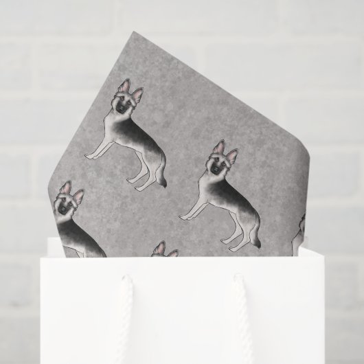 Papier Mousseline Silver Sable Allemand Berger Motif de dessin de ch (Sac cadeau)