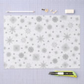 Papier Mousseline Silver Snowflakes Design blanc (Artisanat)