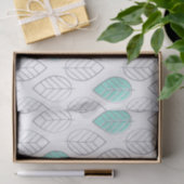 Papier Mousseline Silver & Turquoise Design chic & moderne feuille (Cadeau)