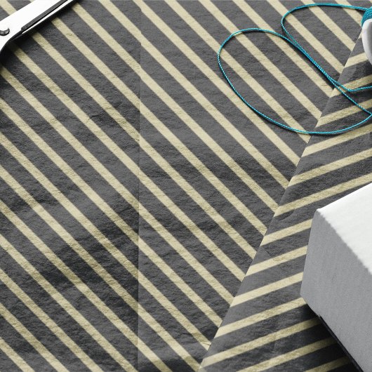 Papier Mousseline Simple bande noire et or