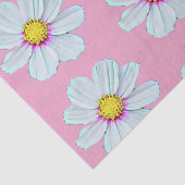 Papier Mousseline Simple Blanc & Rose Fleurs Peintes (Détail)