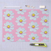 Papier Mousseline Simple Blanc & Rose Fleurs Peintes (Artisanat)