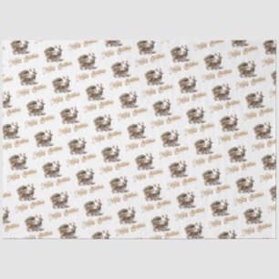 Papier Mousseline Simple élégant Reindeer traîneau neutre terre