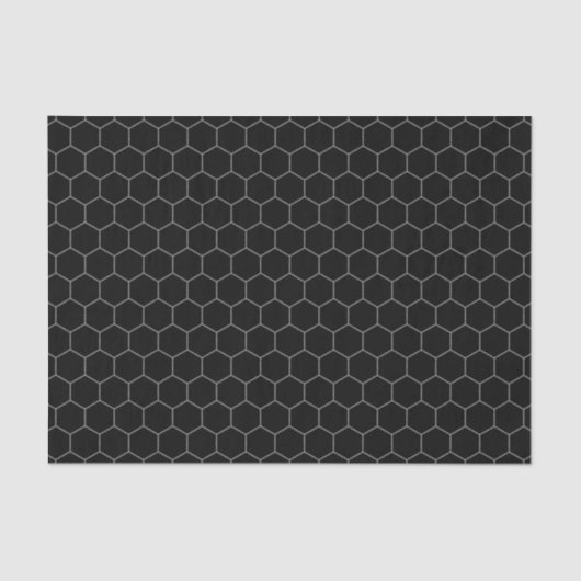 Papier Mousseline Simple Et Élégant Motif Honeycomb Noir & Gris (Recto)