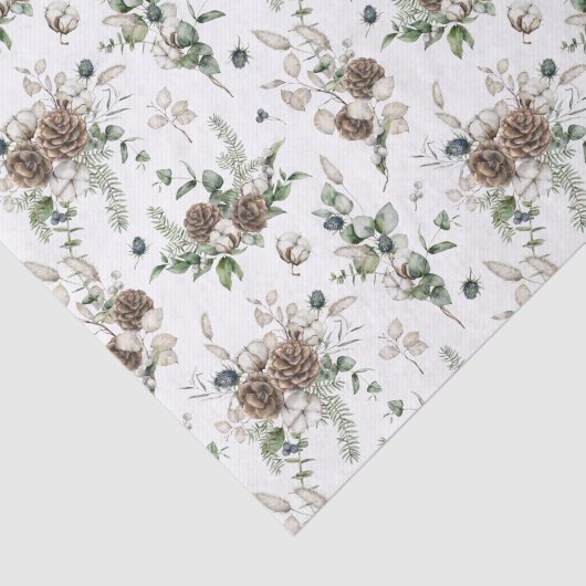 Papier Mousseline Simple ferme verdure aquarelle Noël (Détail)