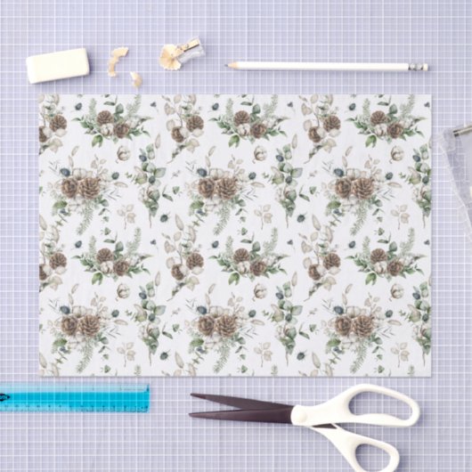 Papier Mousseline Simple ferme verdure aquarelle Noël (Artisanat)