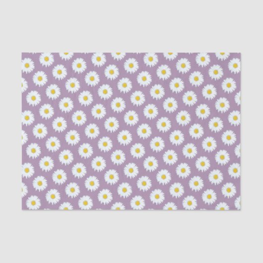 Papier Mousseline Simple marguerite blanche sur Motif violet (Recto)
