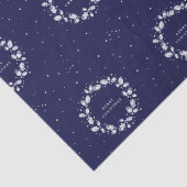 Papier Mousseline Simple Moderne Marine Blue Christmas Holly Wreath (Détail)