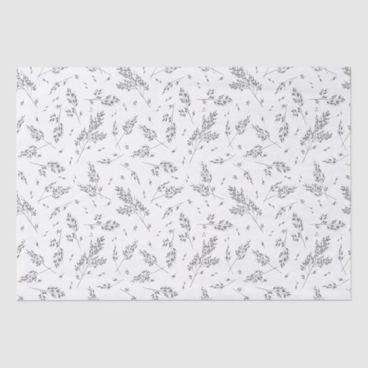 Papier Mousseline Simple Motif Botanique Élégant Boho Grass (Recto)