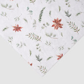 Papier Mousseline Simple Poinsettia Berry Aquarelle Noël (Détail)