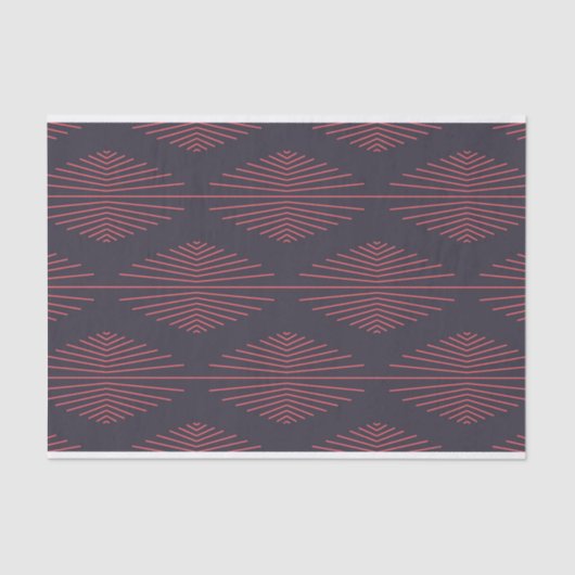Papier Mousseline Simple, rouge, motif traditionnel avec lignes (Recto)