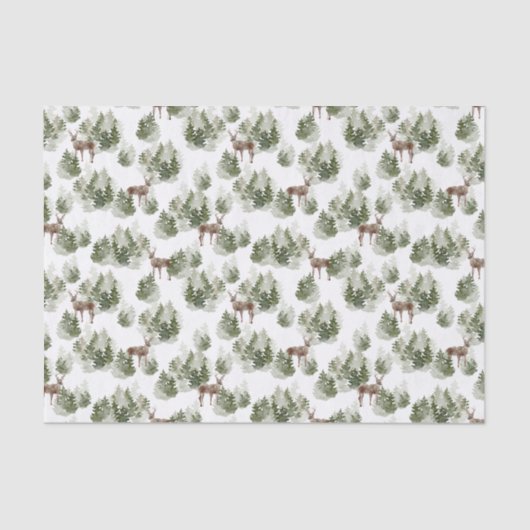 Papier Mousseline Simple Russe Forêt d'hiver aquarelle Noël (Recto)
