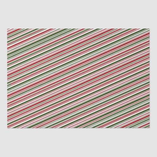 Papier Mousseline Simples rayures rouges et vertes Noël   (Recto)