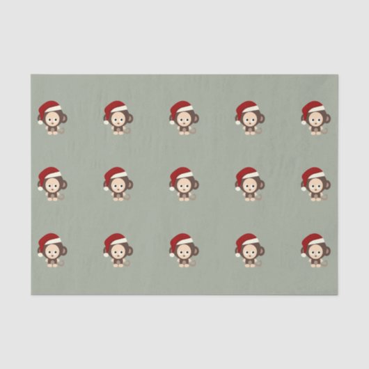 Papier Mousseline Singe de Noël mignon (Recto)