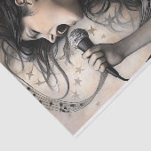 Papier Mousseline Singing Woman Wrapped in Musical Notes Decoupage (Détail)