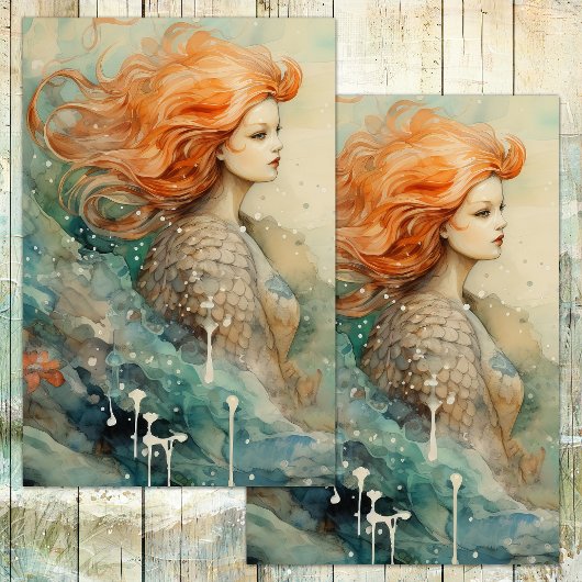 PAPIER MOUSSELINE SIREN OF THE SEA MERMAID DECOUPAGE