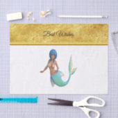 Papier Mousseline Sirène avec cheveux turquoise et queue (Artisanat)