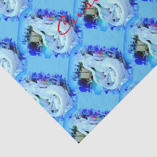 Papier Mousseline Sirène blanche assise Thunder_Cove (Détail)