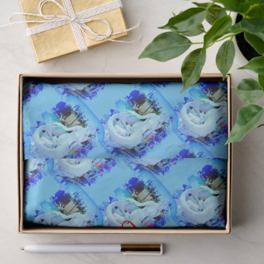 Papier Mousseline Sirène blanche assise Thunder_Cove (Cadeau)