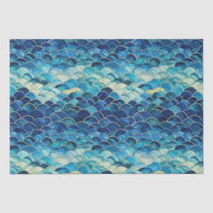 Papier Mousseline Sirène bleu océan