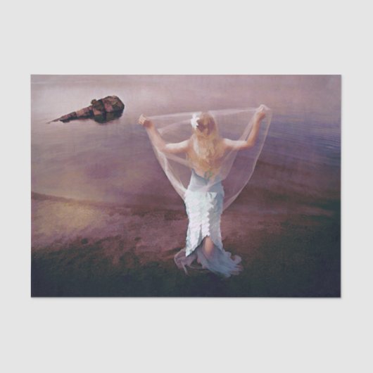 Papier Mousseline Sirène De Mer Par Mer Purple Nautical Retro (Recto)