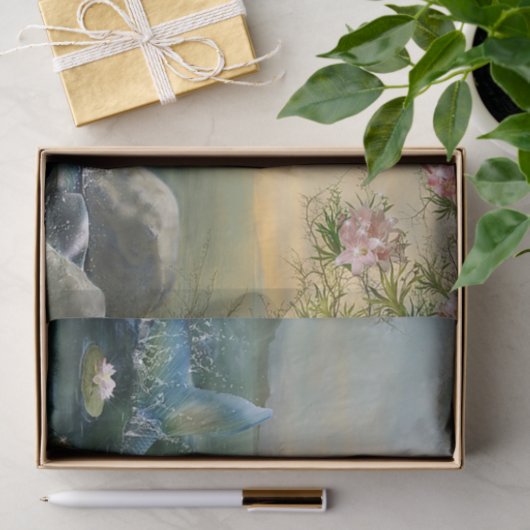 Papier Mousseline sirène d'une chevelure verte (Cadeau)