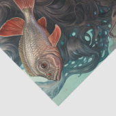 Papier Mousseline Sirène Et Poissons Sous La Mer (Détail)