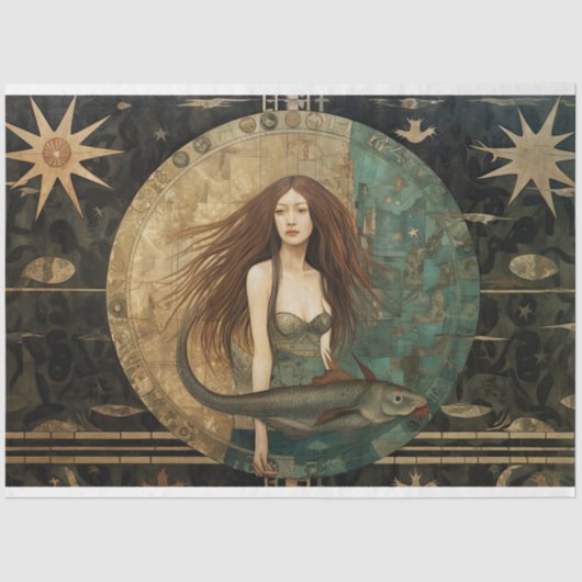 Papier Mousseline Sirène Primitive Avec Dégagement Céleste De Poisso (Recto)