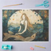 Papier Mousseline Sirène Primitive Avec Dégagement Océan Poisson (Artisanat)
