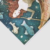 Papier Mousseline Sirène Primitive Avec Peinture De Poisson Découpag (Détail)