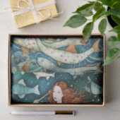 Papier Mousseline Sirène Primitive Avec Peinture De Poisson Découpag (Cadeau)