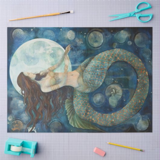 Papier Mousseline Sirène primitive & Lunes Peinture Découpage (Artisanat)