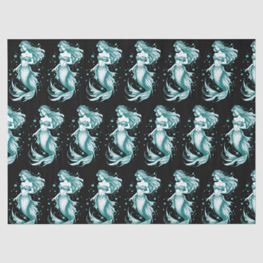 Papier Mousseline Sirène turquoise (Recto)