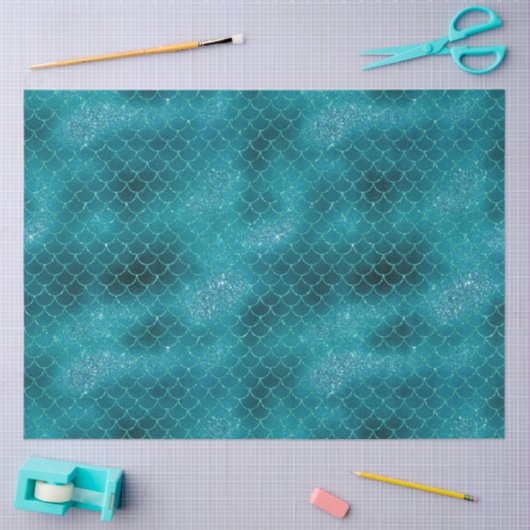 Papier Mousseline Sirène turquoise Sparkle (Artisanat)