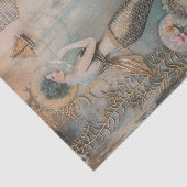 Papier Mousseline Sirène vintage avec décoquillages (Détail)