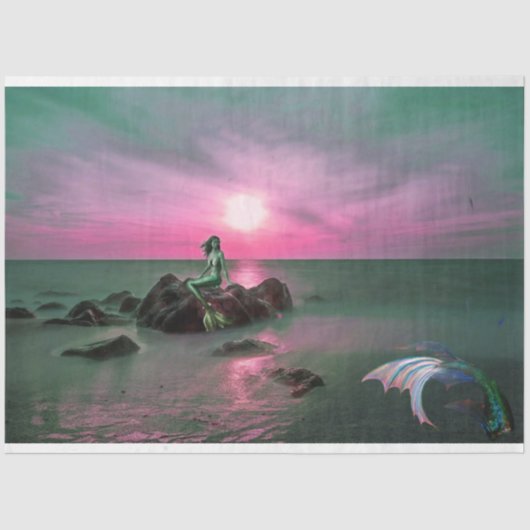 Papier Mousseline Sirènes à la couche de soleil découpage papier (Recto)