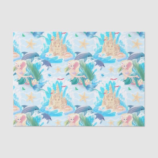 Papier Mousseline Sirènes Et Châteaux De Sable (Recto)