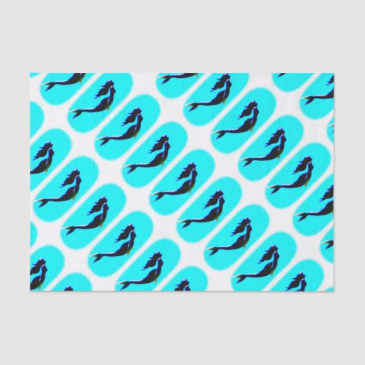 Papier Mousseline sirènes noires nageant (Recto)