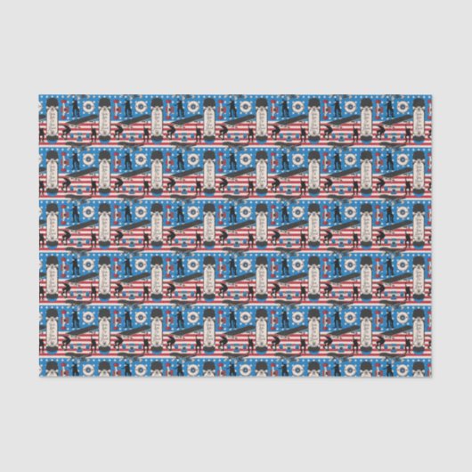 Papier Mousseline Skateboarding Patriotic USA (Recto)