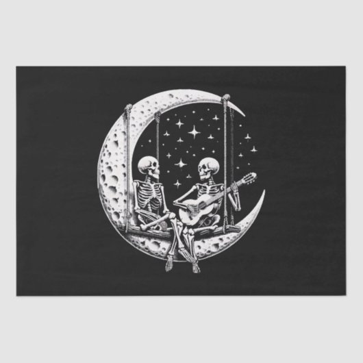 Papier Mousseline Skeleton Couple Moon Guitare (Recto)