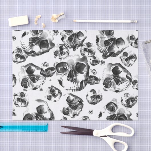 Papier Mousseline Skeleton Skull Art Pattern (Artisanat)