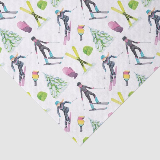 Papier Mousseline Ski aquarelle (Détail)