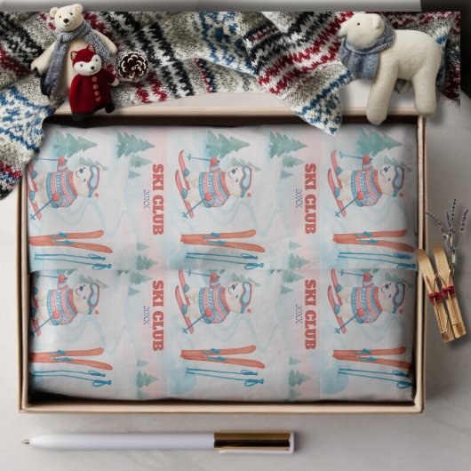 Papier Mousseline Ski Club Après Bébé Polar Bear