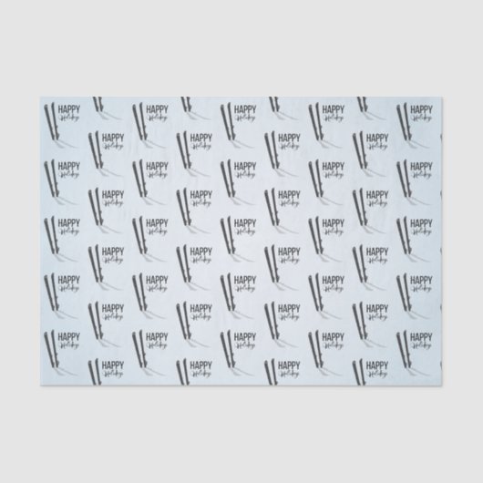 Papier Mousseline Ski d'hiver Joyeuses vacances Tissu Papier (Recto)