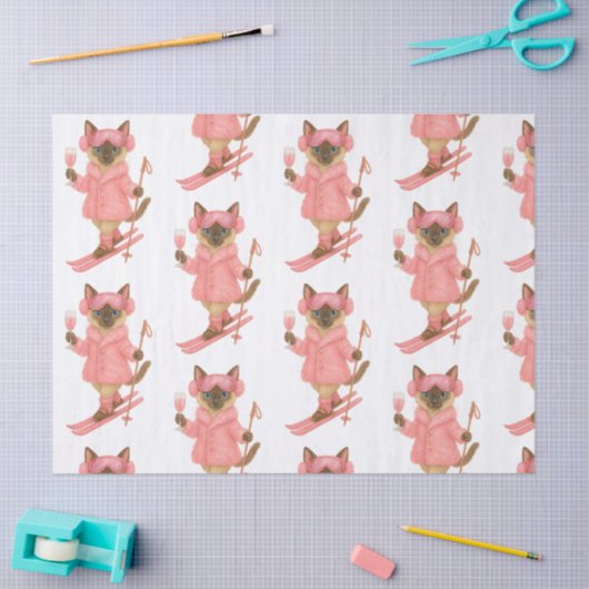 Papier Mousseline Ski pour mariée sur pente Robe rose (Artisanat)