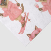 Papier Mousseline Ski pour mariée sur pente Robe rose (Détail)