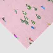 Papier Mousseline Skieurs roses Ski d'ouverture Noël Ski de vacances (Détail)