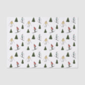 Papier Mousseline Skiing Women Colorful Watercolor Christmas Pattern (Recto)