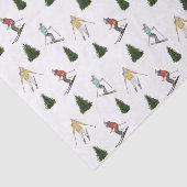 Papier Mousseline Skiing Women Colorful Watercolor Christmas Pattern (Détail)