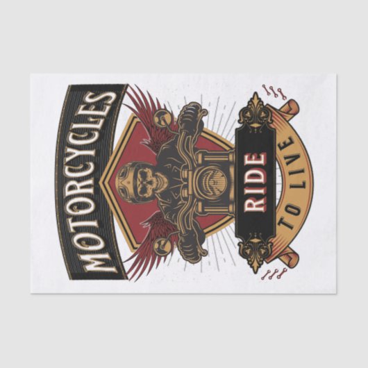 Papier Mousseline Skull Ride Cycles moteurs, Ride To Live (Recto)